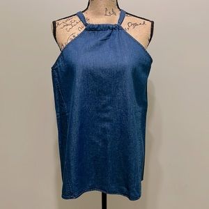 Sidefeel Brand. Size Medium. Denim High Neck Halter Tank Top Sleeveless Top.